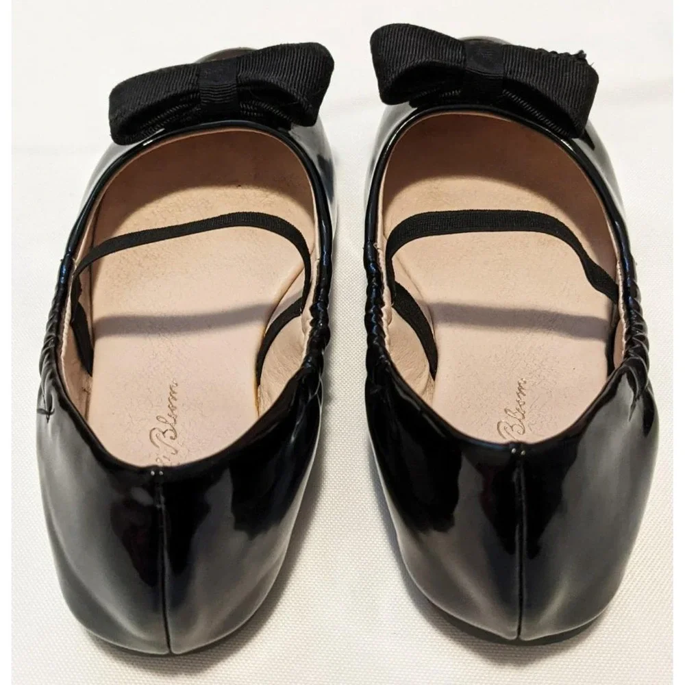 EUC Ruby & Bloom Baby Girls 10.5 M Black Patent Leather Bow Flats Shoes